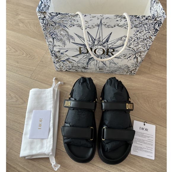 Dior Shoes Women's 9 Black Sandals with Gold Accents - Picture 4 of 11